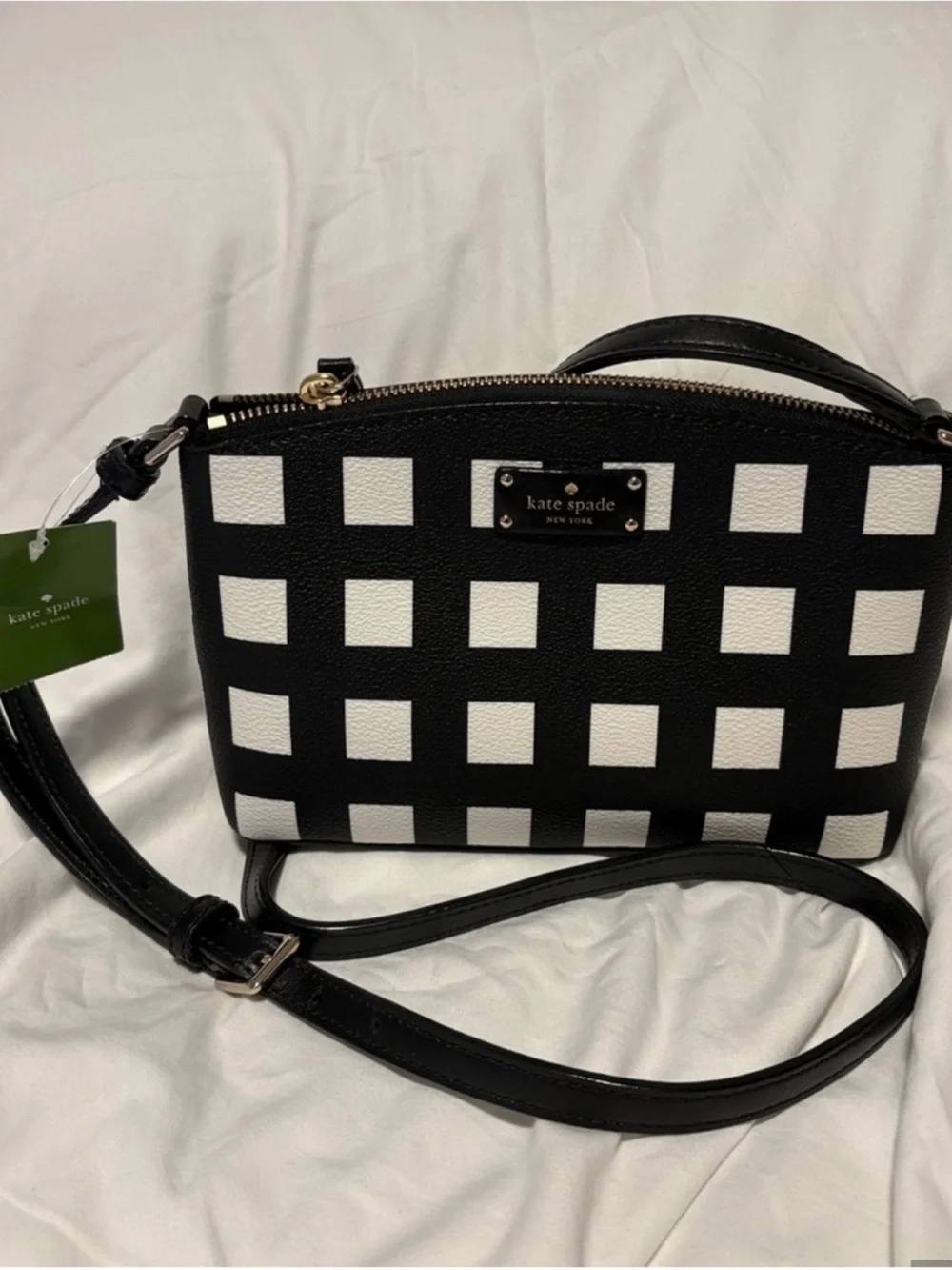 kate spade Black & White Gingham Crossbody Bag